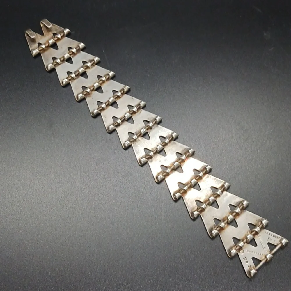 Vintage Haglund Studios Sterling Mid Century Vattra Zig Zag Design Bracelet - Picture 2 of 5